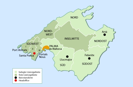 Karte Mallorca Franchisegebiete