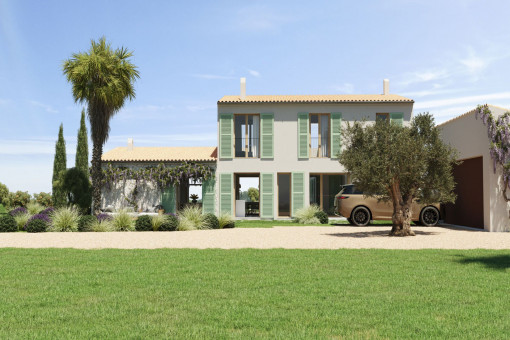 Seitenansicht der Finca und Garage