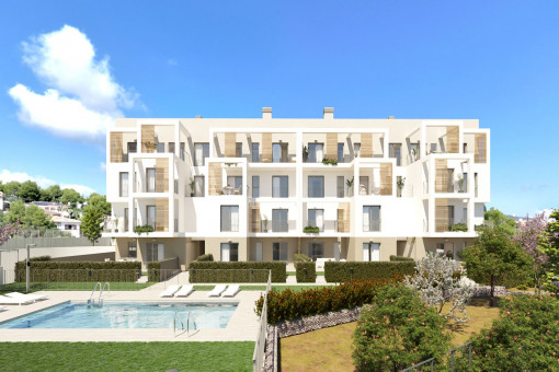 Apartment mit Terrasse und Gemeinschaftspool, fußläufig zum Strand in Palmanova