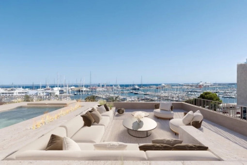 Modernes Duplex-Penthouse mit atemberaubendem Hafenblick in Es Jonquet