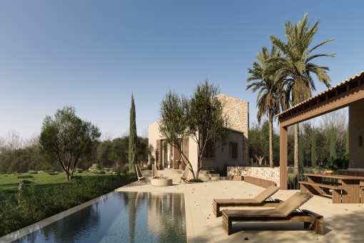 Stilvolle Neubaufinca mit Pool und herrlichen Weitblick in ruhiger Umgebung von Santanyi