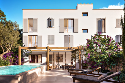 Erstklassige Neubau-Erdgeschosswohnung mit privaten Garten und Pool in Meeresnähe in Colonia Sant Jordi